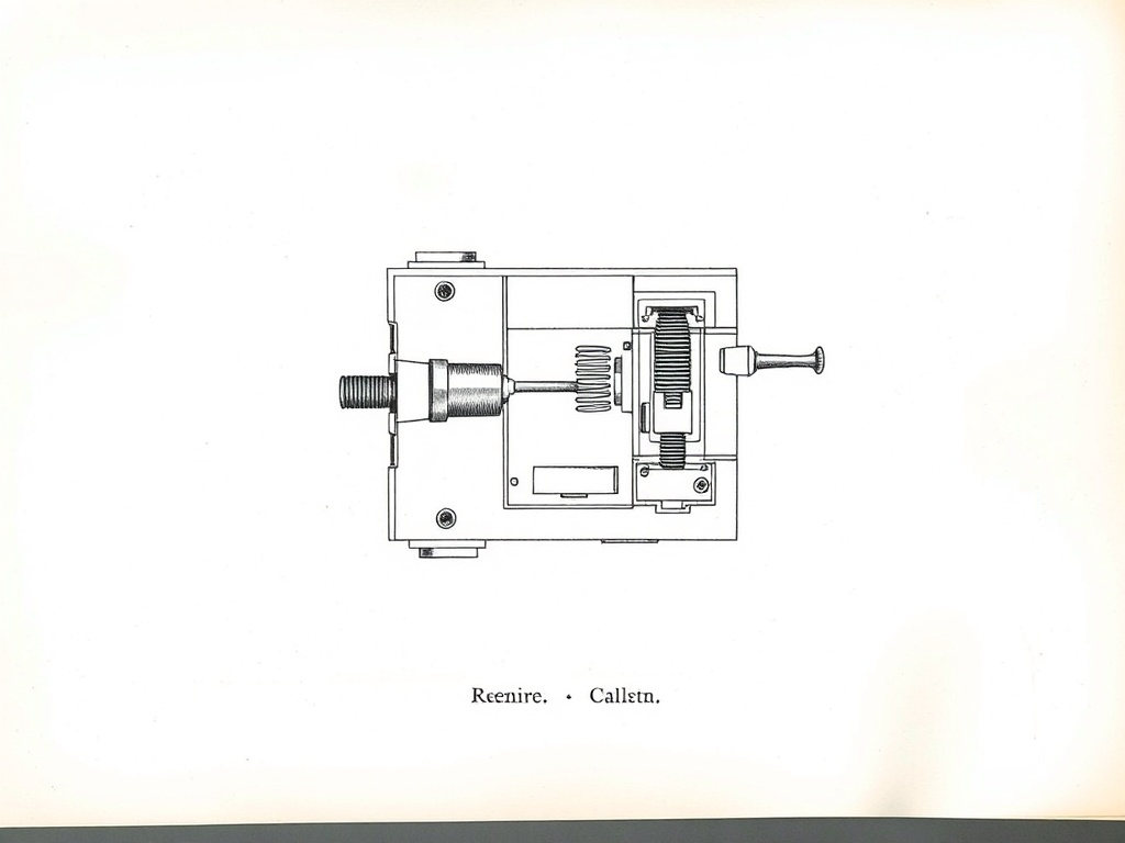 Victorian botanical field guide, landscape. Single vending machine slot mechanism in profile, reduced to essential geometry: coin aperture, spring lever, release catch. Ink line work, spare watercolor wash, Latin binomial below. Machine anatomy rendered as living specimen—each component a bone, each joint a genuine seam. Empty background, void around the form. No decoration. The machine as it is given, stripped to what it does, held in plain reverence. Gold leaf on the metal edge like an act of 