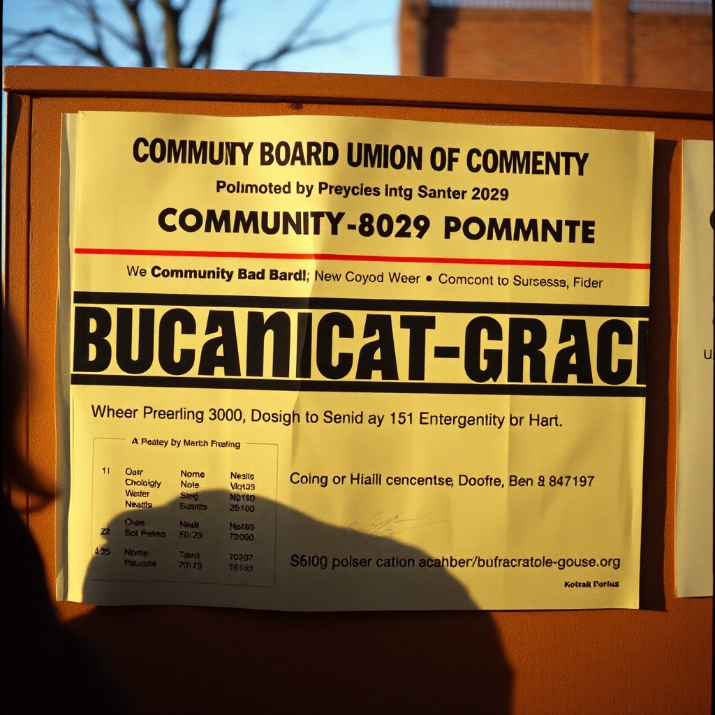 Community Board Flyer For An Event Called Bureaucratic-grace