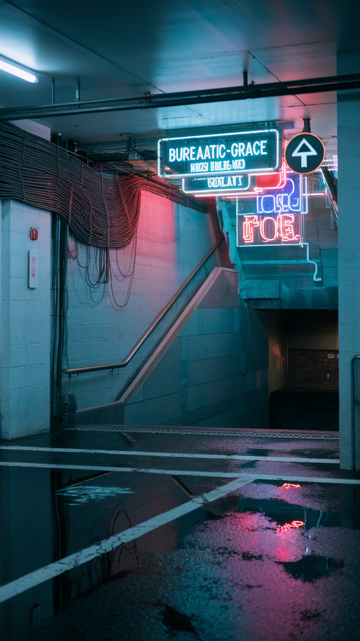 Bureaucratic-grace Room Of A Parking-garage-stairwell