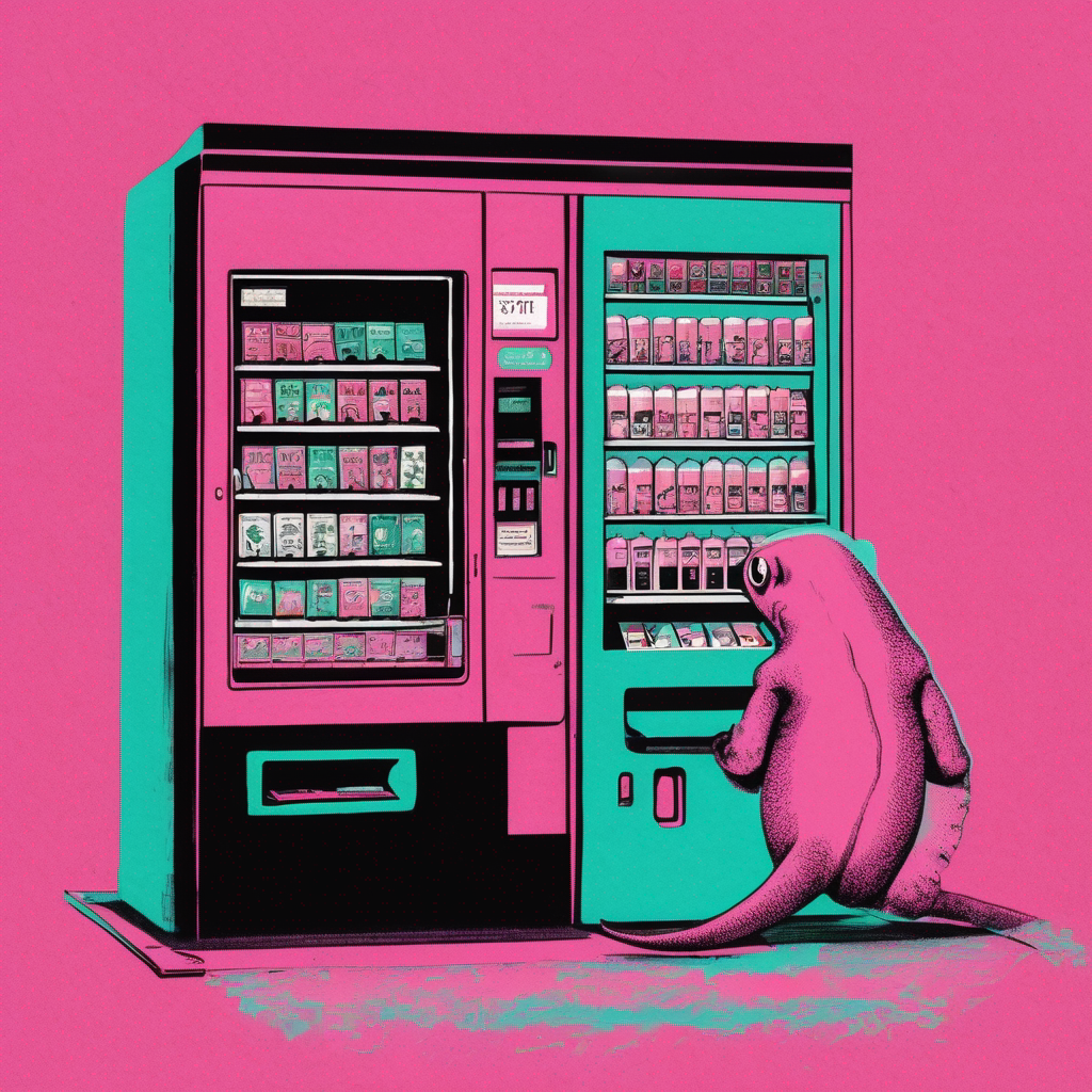 Salamander Reading A Vending-machine
