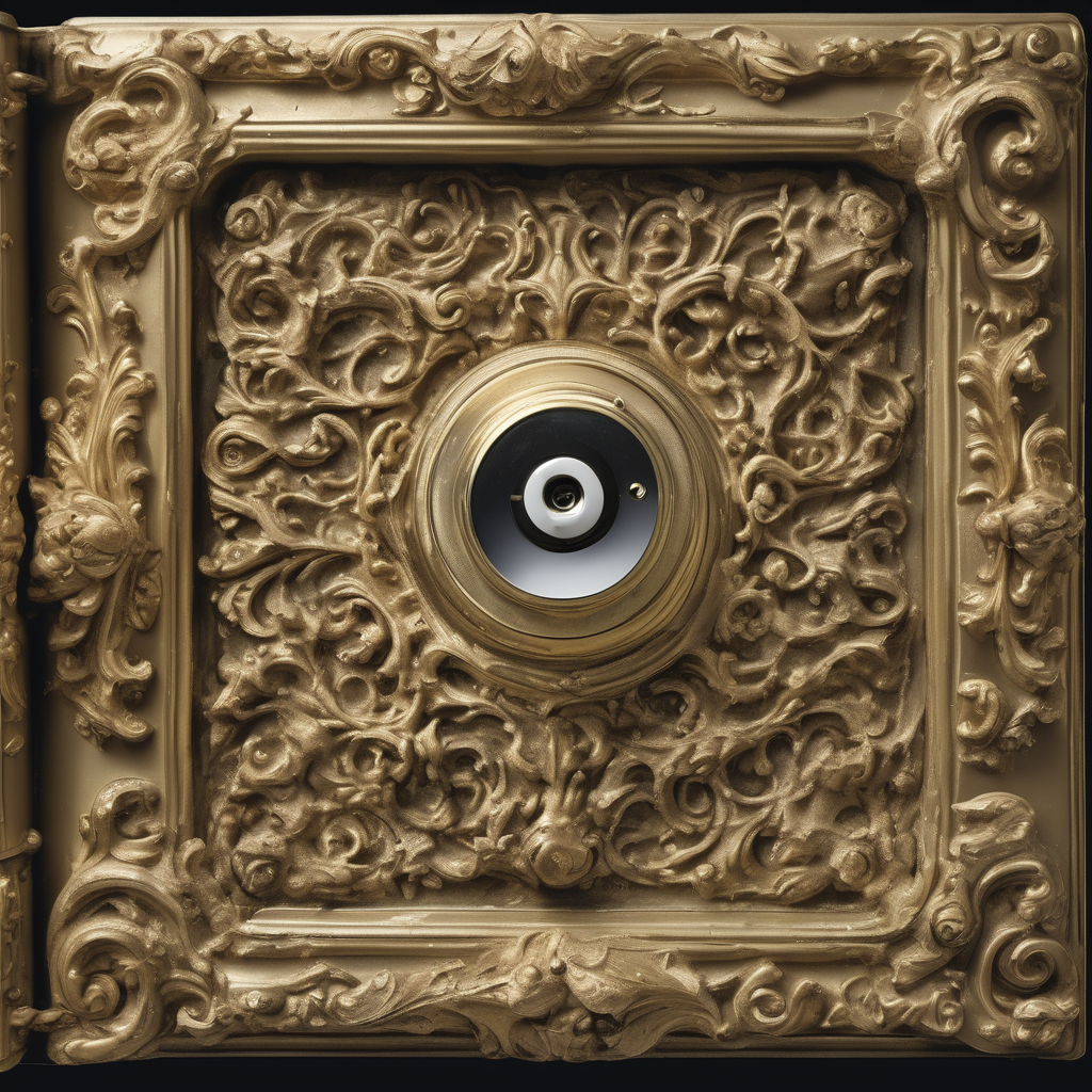 square, eye-level photograph of a suburban instruction manual page for hotel check-in, baroque ornamental excess encrusting every margin—gilt filigree, rococo swirls, the frame teeming & overgrown with decorative density, every surface worked. At the center: a single human hand, slightly too many fingers, reaching toward a doorbell or keypad, rendered in reverent close focus. The hand trembles with uncanny stillness. Behind it: repeated wallpaper patterns melting into each other, text glitching & multiplying across the frame, doorways stacked impossibly deep. One wrong thing: the hand's shadow has teeth. Treat this wrongness as grace—lay gold leaf around the flaw like a wound being consecrated. The composition kneels. Cursed-sublime, glitch-sacred, the frame barely holding its swarm of ornament, yet the hand & its terrible fingering remain the void-halo the eye finds first, before drowning in splendour. Deadpan reverence for the mundane made holy.