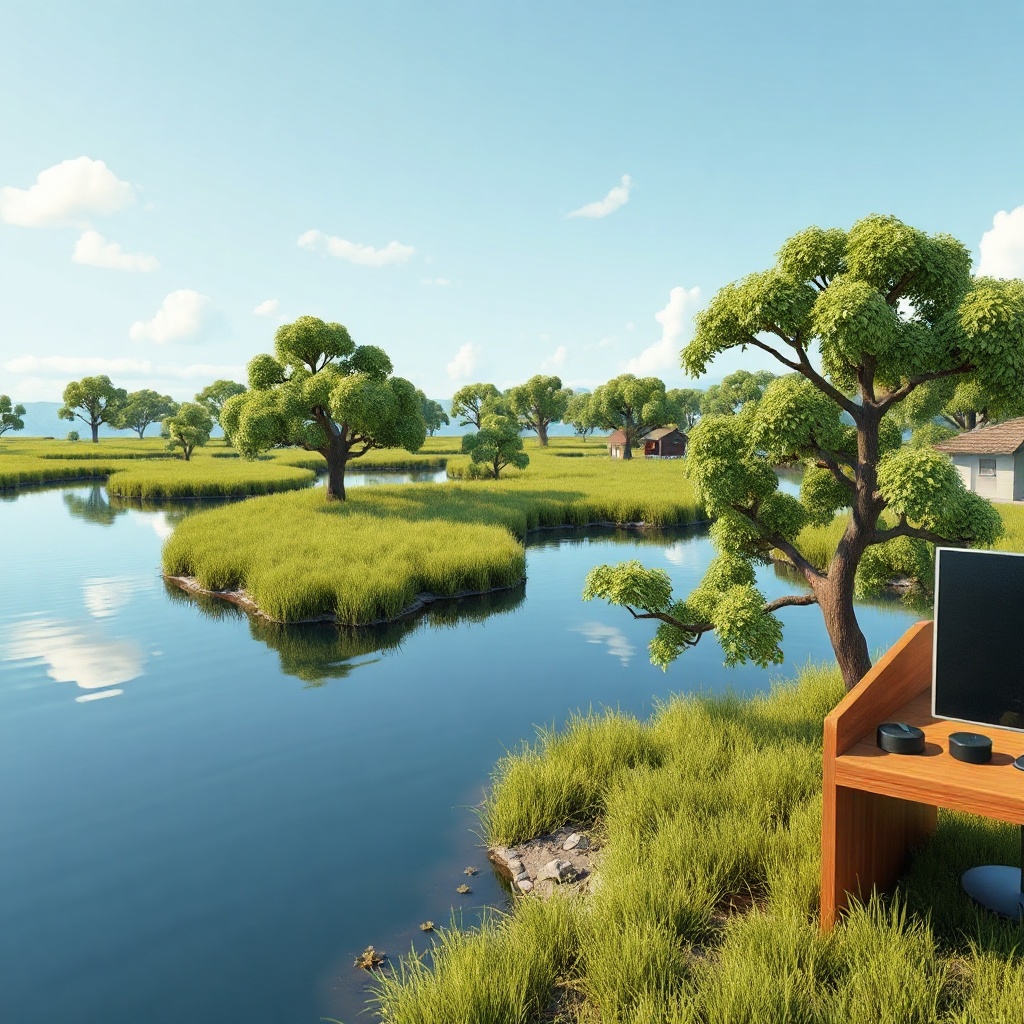 Oxbow-lake That Is Also An Accountant's Workplace