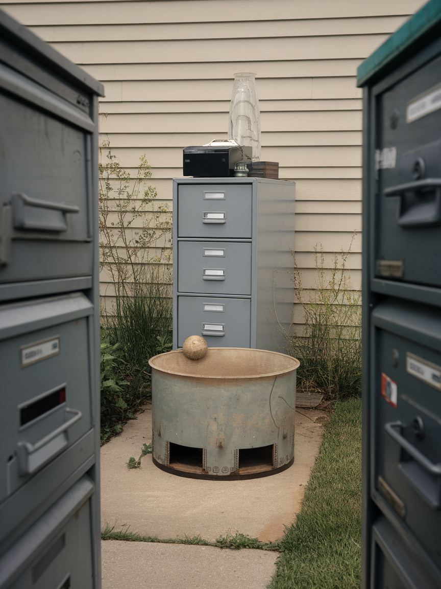 Still Life Of Filing-cabinet And Caldera, Arranged Like A Memory