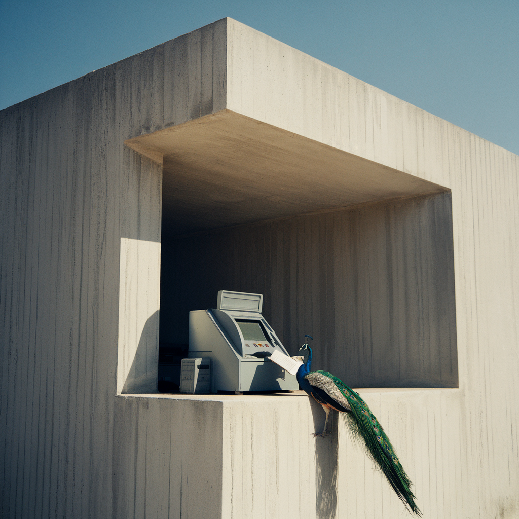 Peacock Reading A Cash-register