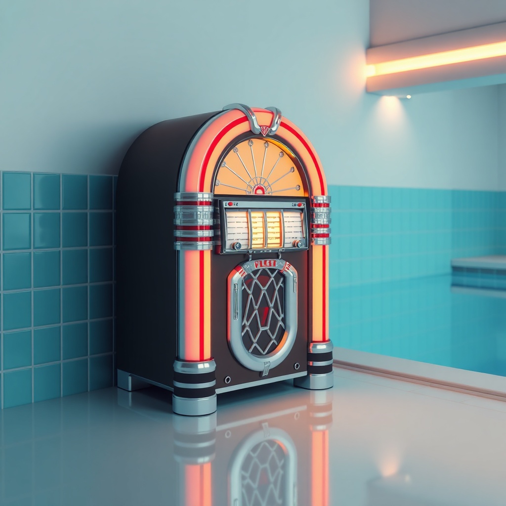 Jukebox Found In An Indoor-pool-after-hours Where It Does Not Belong