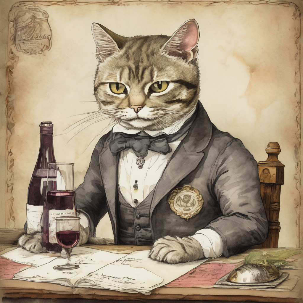 Cat Working As A Sommelier
