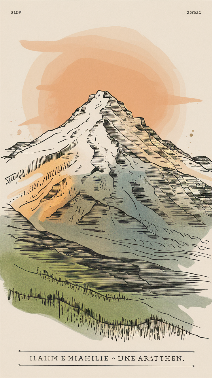 Study Of Mountain, Mounted And Labeled By A Lexicographer