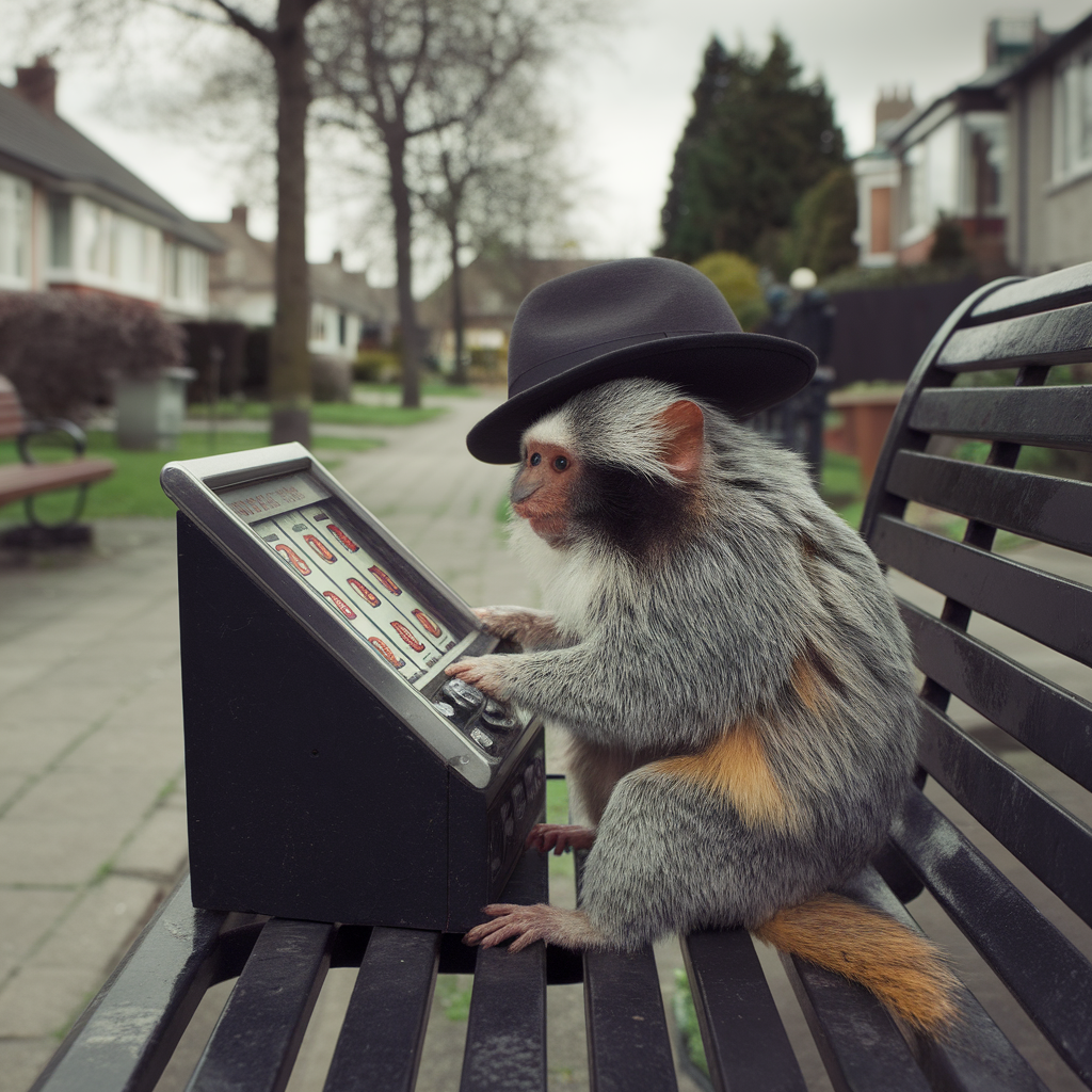 Marmoset Reading A Slot-machine