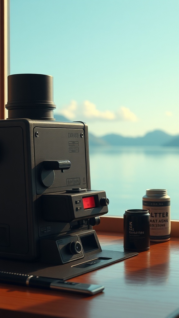 Still Life Of Microfilm-reader And Fjord, Arranged Like A Memory