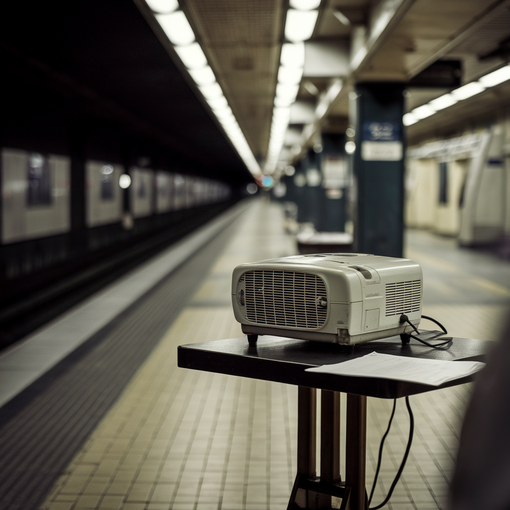 Overhead-projector Found In A Subway-platform Where It Does Not Belong