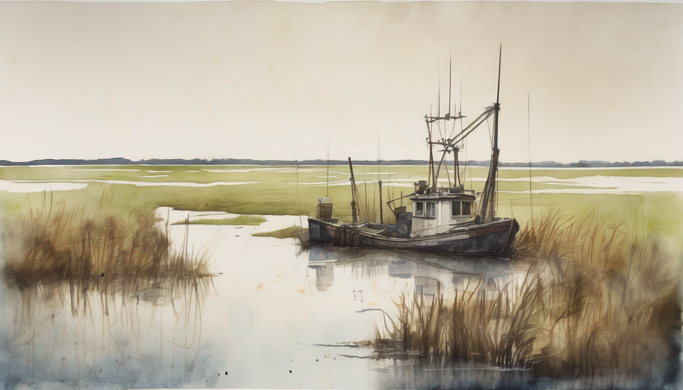 Study Of Marsh, Mounted And Labeled By A Harbor-pilot