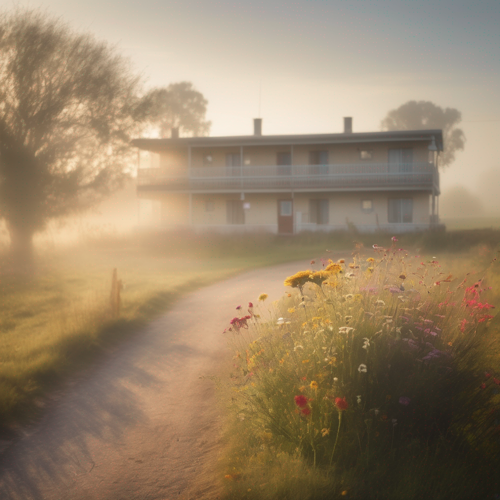 Motel-corridor At Dawn-with-fog